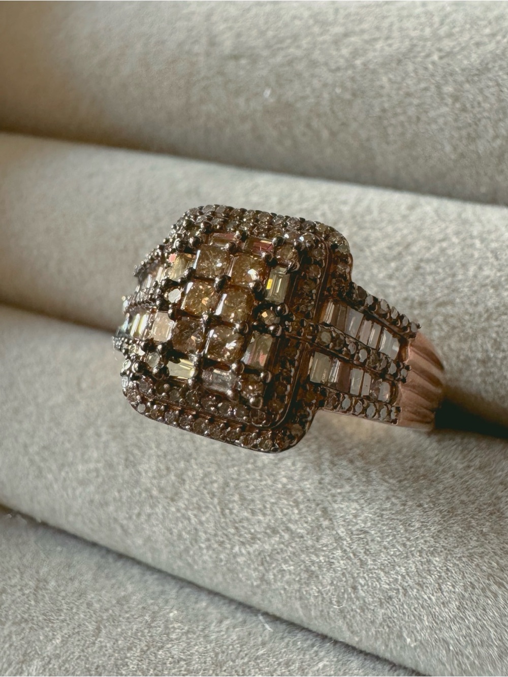 D’Joy 1 CTW Natural Champagne Diamond Rose Gold Vermeil Ring Size 9